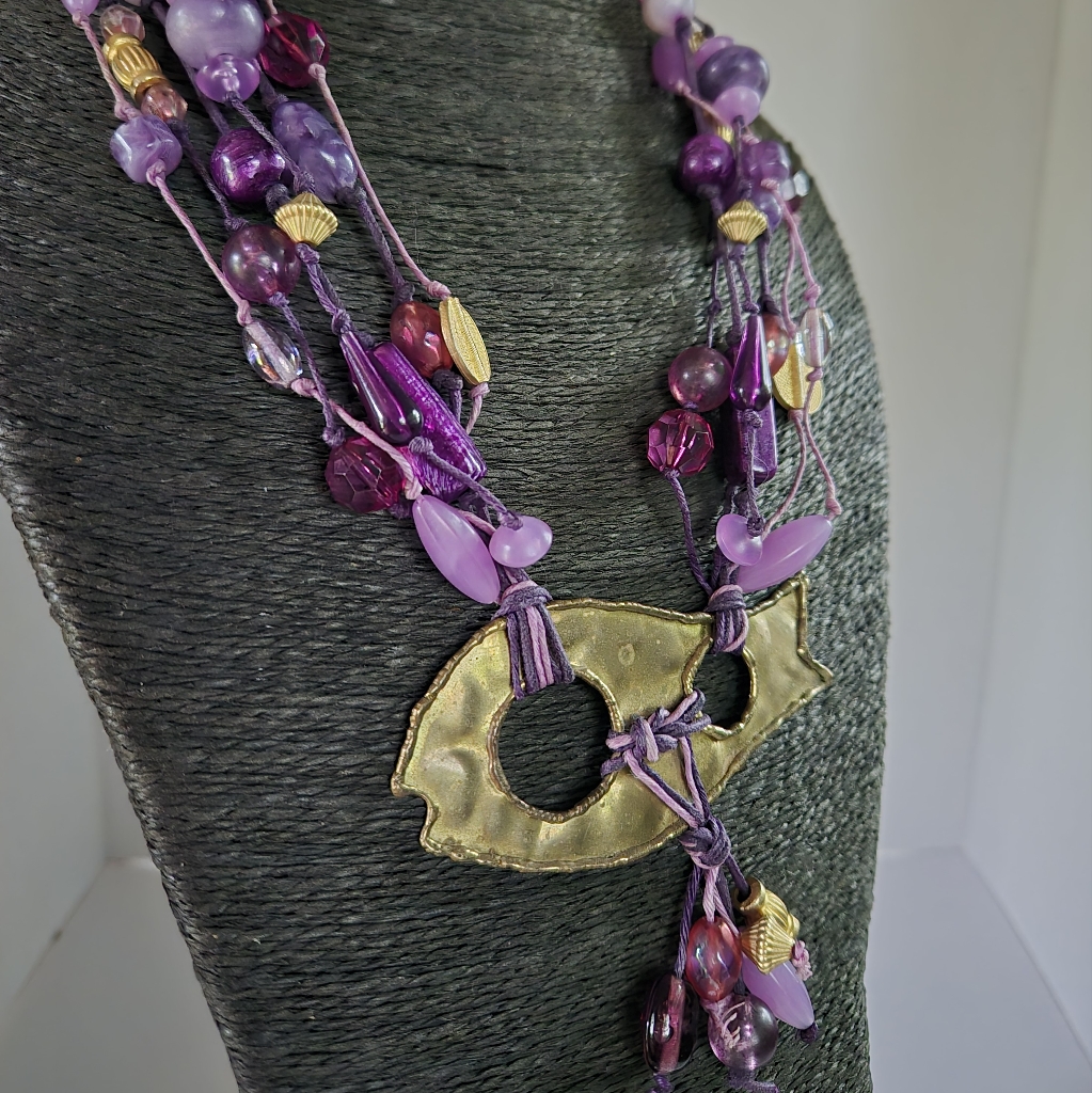 Brutalist Multi Stone Torch Cut Fish Pendant